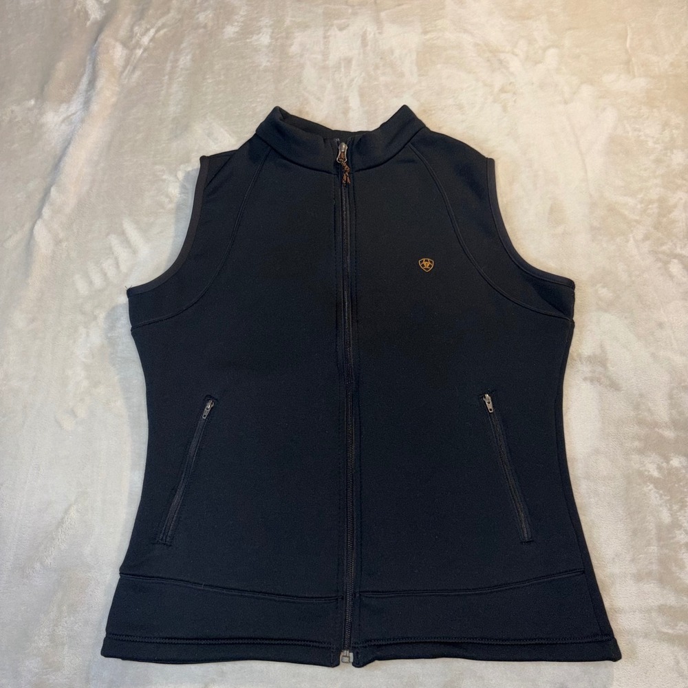 Ariat Womens Black Full Zip Fleece Lined Equestrian Vest Large 1026-3083